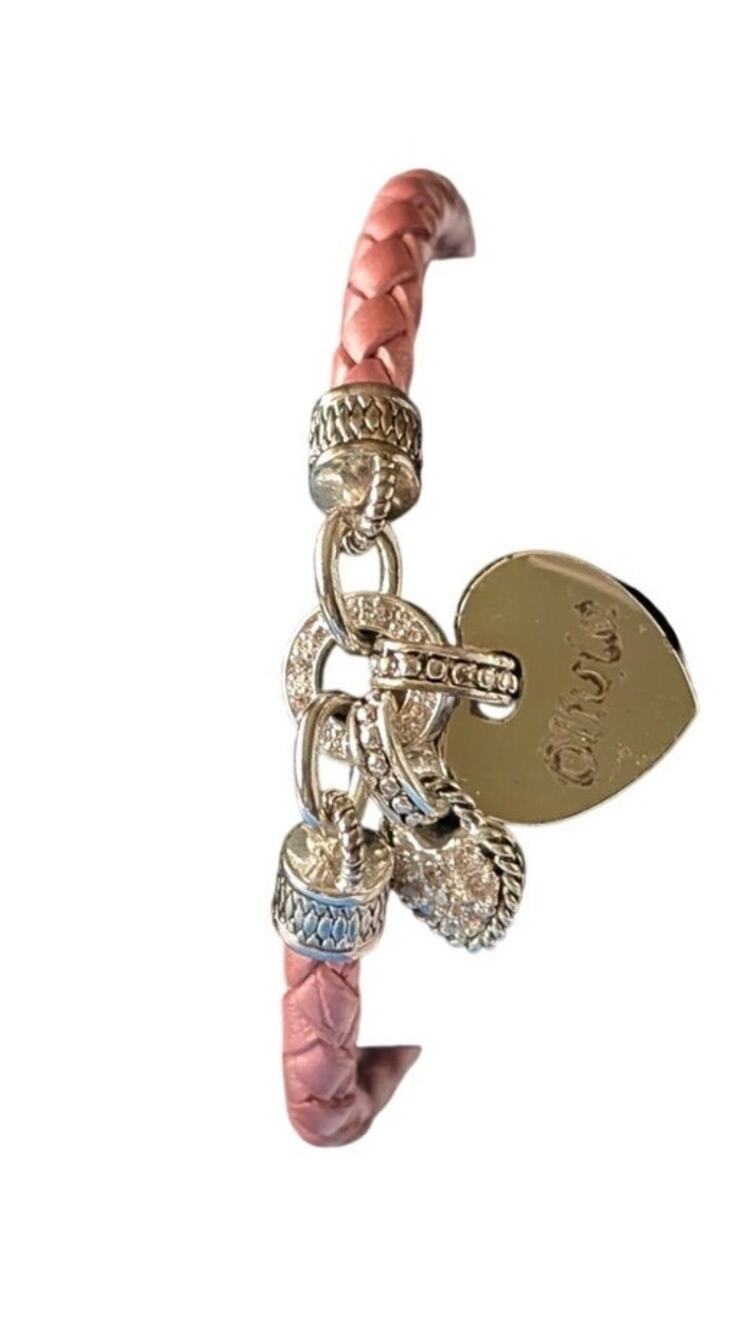 Pink Braided Leather Bracelet-In My Heart "Olivia" Magnetic Closure